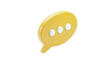 Yellow Speech Bubble Icon with Three White Dots Indicating a Message or Thinking Process Isolated on a Transparent Background