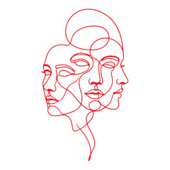 Woman face line art vector design