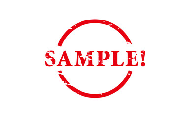 SAMPLE! - SAMPLE! word written on Red Rubber Stamp 
