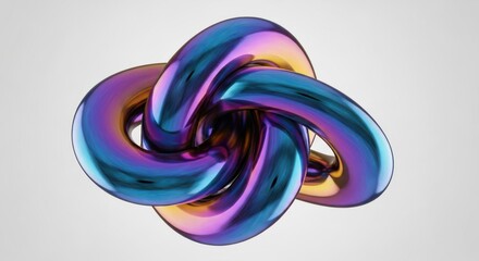 Iridescent Torus Knot Abstract Sculpture