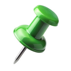Green Push Pin Isolated on Transparent Background