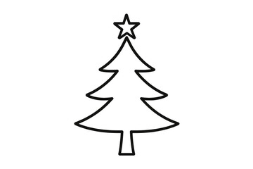 Obraz premium Outline style christmas tree icon with a star, symbolizing festive holiday cheer and winter events against a clear background