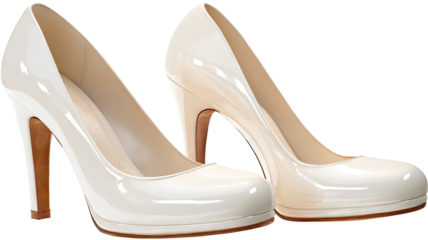 Pair of elegant glossy high heel shoes isolated on transparent background high resolution PNG cutout ideal for fashion design ecommerce product mockups and online store branding
