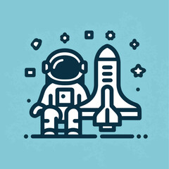 Astronaut and Spaceship Icon Space Exploration and Cosmic Adventure.