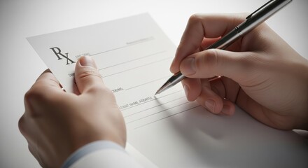 Doctor Writing Prescription on RX Pad &mdash; Medical Close-Up