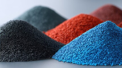 Colorful Mounds of Fine Granules in Various Shades Arrangement for Abstract Art or Industrial Applications
