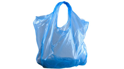 Empty blue plastic bag isolated on transparent background high resolution PNG cutout clipart for packaging design mockups ecommerce product presentation and graphic design projects
