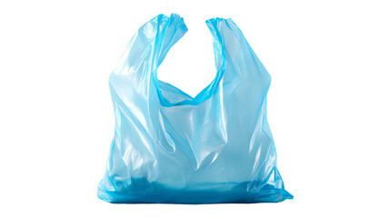 Empty blue plastic bag isolated on transparent background high resolution PNG cutout clipart for packaging design mockups ecommerce product presentation and graphic design projects