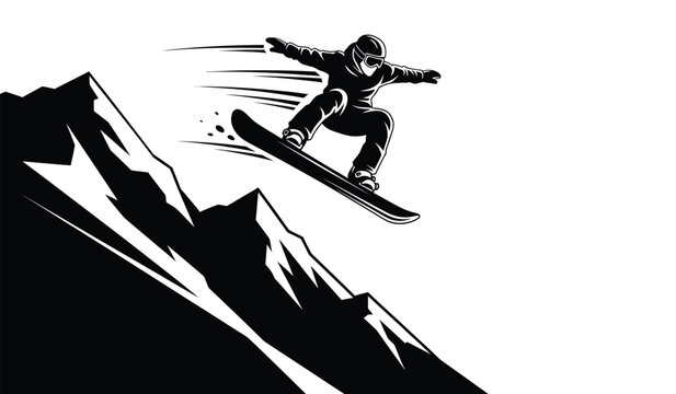 Snowboarder performing a trick jump isolated Vector Image