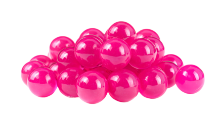 Pile of shiny pink plastic balls with glitter for party decorations or creative projects, offering a vibrant and playful visual for events and celebrations