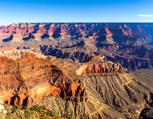 Vast panoramic vista of a layered rock formation with a deep, open canyon