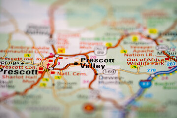 Prescott Valley, Arizona in the United States, highlighted on a world map.