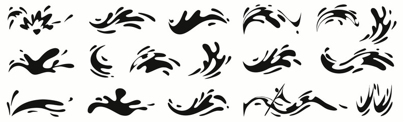 Black ink splashes collection abstract isolated elements design vector graphic
