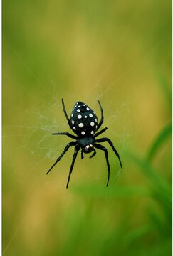 The image likely shows a silver-spotted sun spider (Neogea nocticolor) or possibly Leucauge argyra, both known for their slender bodies and metallic or silvery markings
