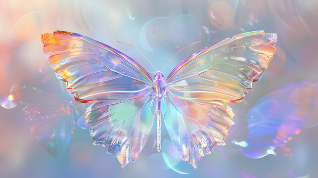 glass butterfly watercolor effect glowing