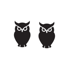 black owl silhouette isolated on white background