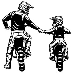 Pai e Filho Andando de Motocross