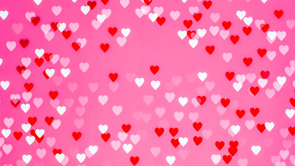 Abstract Background with Red and White Heart Bokeh