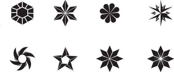  Abstract Geometric Star and Floral Icon Set