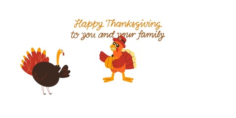 Fototapeta premium happy thanksgiving day text with decorative leaves isolated on white background. 
