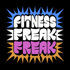Fitness Freak text in pop art comic style with explosions
