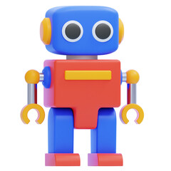 PNG 3D Colorful Toy Robot Figure Illustration Isolated on a White Background