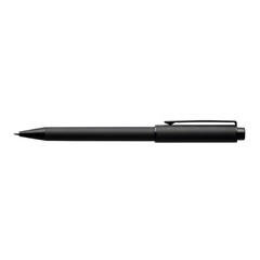 Sleek black modern ballpoint pen with minimalist design on a transparent background