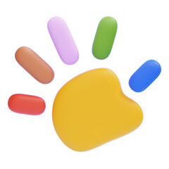 PNG 3D Colorful Handprint Splash Illustration Isolated on a White Background