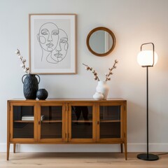 Stylish Entryway with Vintage Console and Abstract Art