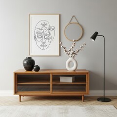 Stylish Entryway with Vintage Console and Abstract Art