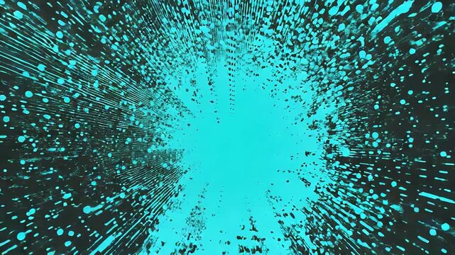 Abstract teal data explosion radial speed lines