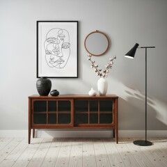 Stylish Entryway with Vintage Console and Abstract Art