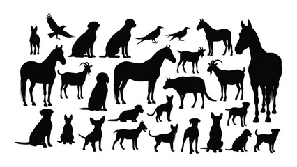 Diverse animal collection in black a striking animal silhouette