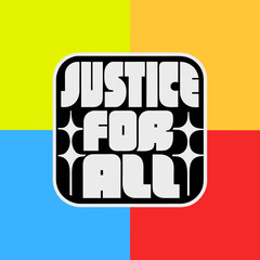 Justice For All bold retro font with star icons bold typography