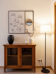 Stylish Entryway with Vintage Console and Abstract Art
