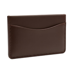 Sleek brown leather card holder accessory showcasing minimalist design and quality stitching on a transparent background