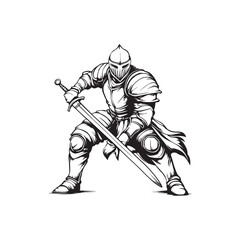 Cartoon vector illustration of a royal soldier in full dress, including armor, helmet, and typical royal ornaments.