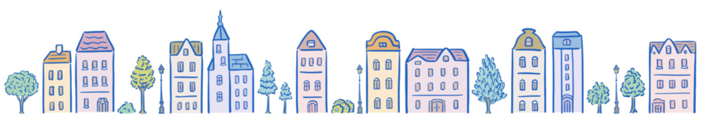 ヨーロッパ風の街並みイラスト