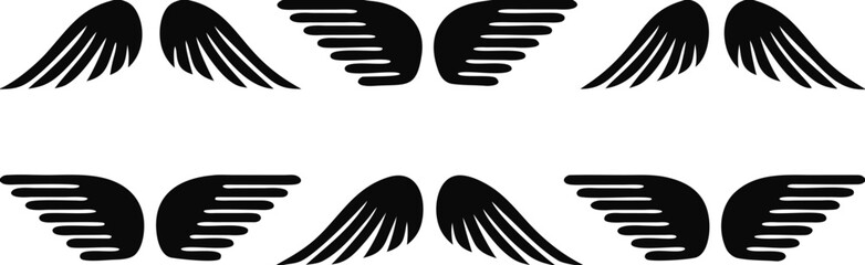 Black wing icons set graphic design elements

