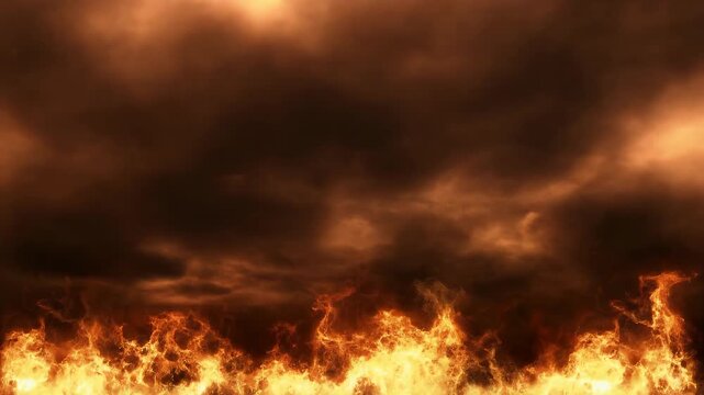 Hellfire Inferno Fiery Flames and Dark Sky.