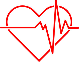 Heart beat icon. Heart beat simple vector icon.Heart beat one line. Continuous lines heart beats drawing.Heart shape with pulse line.Heart and Pulse Trace Icon with Editable Stroke.
