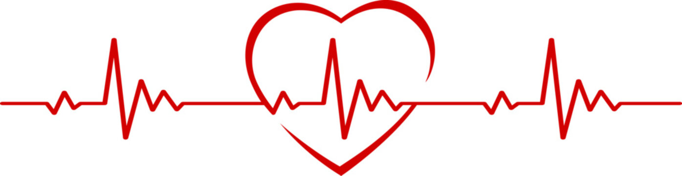 Heart beat icon. Heart beat simple vector icon.Heart beat one line. Continuous lines heart beats drawing.Heart shape with pulse line.Heart and Pulse Trace Icon with Editable Stroke.