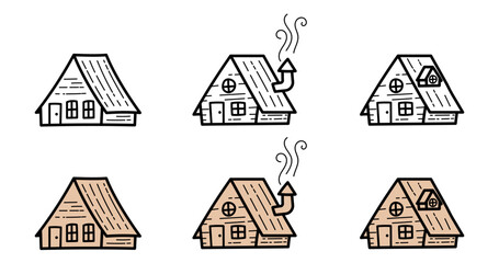 cozy wooden cabin small cabin house doodle hand drawing cute