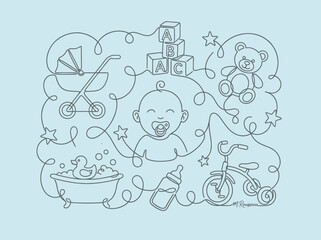 Cute Baby Icons Collection for Newborn and Infancy Themes.