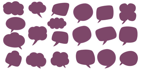 Collection Of Unique Purple Hand Drawn Speech Bubbles Isolated On White

