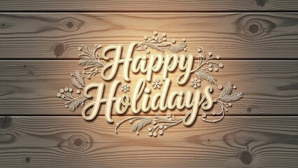 Vintage vector merry Christmas sign and holiday border decoration illustration on wooden background