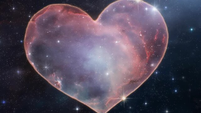 Stunning cosmic heart shape in space with stars and nebula, perfect for love and romance themes