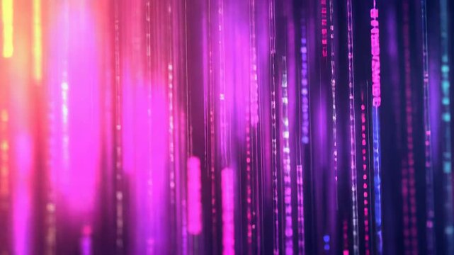 Digital data stream flowing matrix style in cyberspace