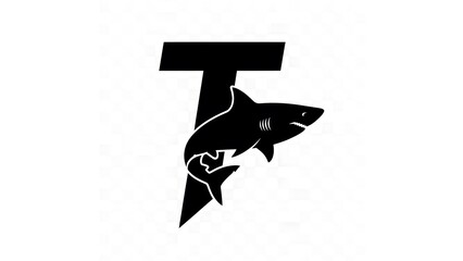 Creative Shark Logo Design with Letter T on Transparent Background