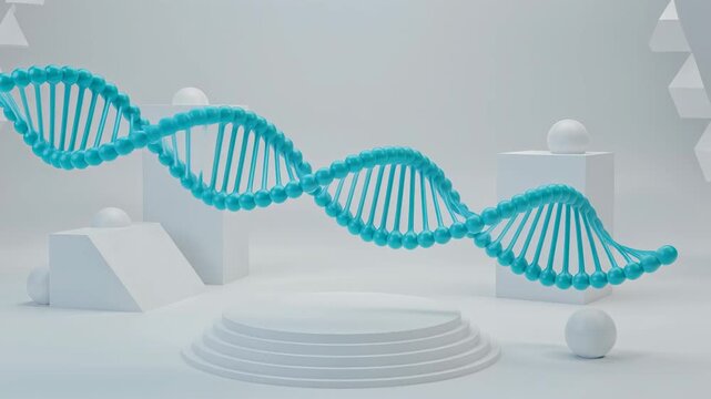 Stylish 3D representation of DNA structure on a modern white background for science and technology themes